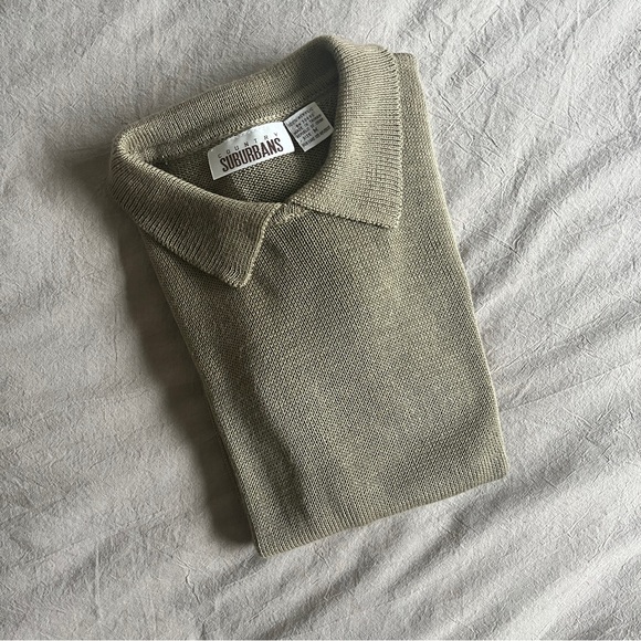 Vintage Beige Knit Polo Top Size M - Picture 1 of 5